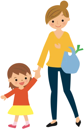 Mother and Daughter Shopping Together Adorable Family Clipart Illustration