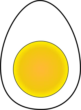 Simple Half Boiled Egg Clipart Illustration with Clean White and Sunny Yellow Colors