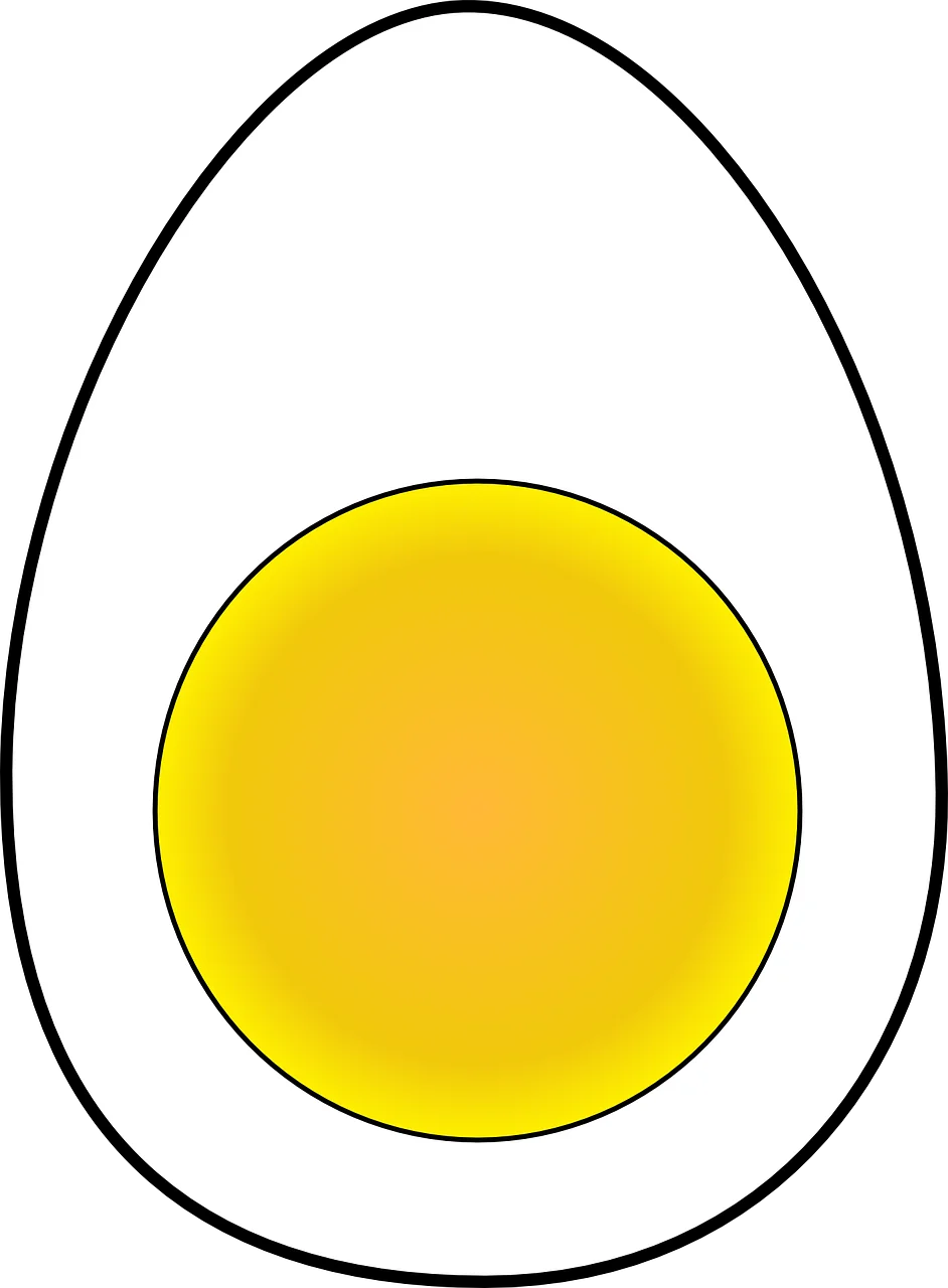 Simple Half Boiled Egg Clipart Illustration with Clean White and Sunny Yellow Colors