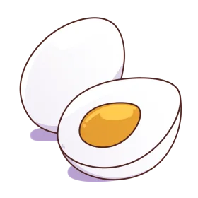 Simple Minimalist Hard-Boiled Egg Clipart Illustration with Soft Shadows
