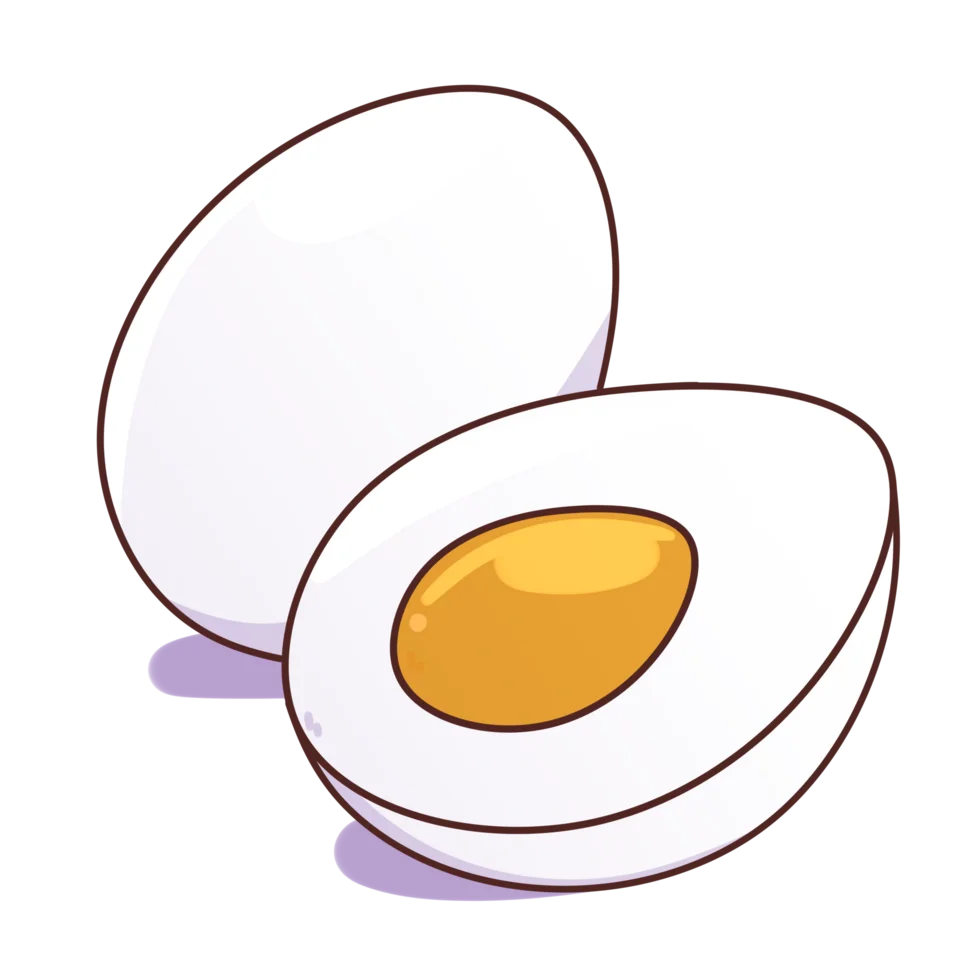 Simple Minimalist Hard-Boiled Egg Clipart Illustration with Soft Shadows
