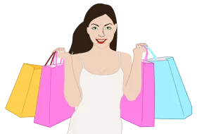 Stylish Female Shopper with Colorful Shopping Bags Trendy Clipart Illustration