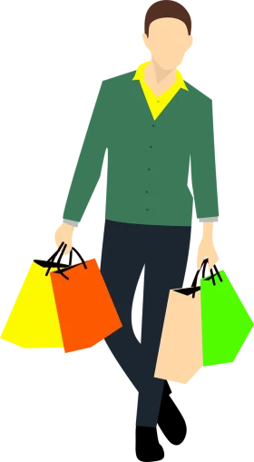 Stylish Shopper with Colorful Shopping Bags Minimalist Clipart Design