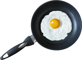 Sunny-Side Up Egg Perfectly Fried in Classic Black Non-Stick Skillet Clipart