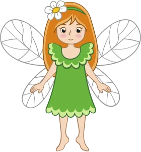 Whimsical Green Fairy Clipart with Delicate Flower and Butterfly Wings