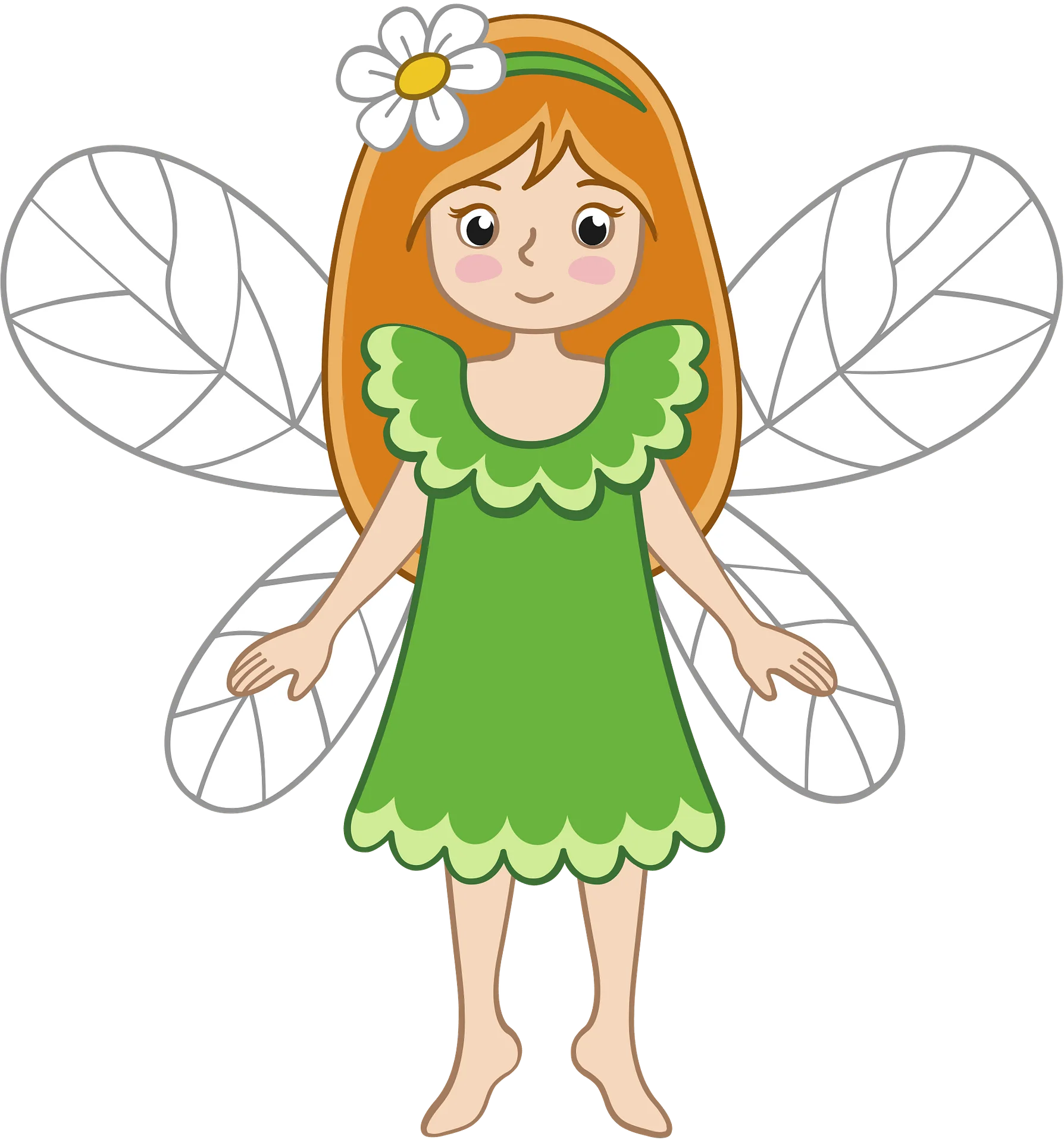 Whimsical Green Fairy Clipart with Delicate Flower and Butterfly Wings