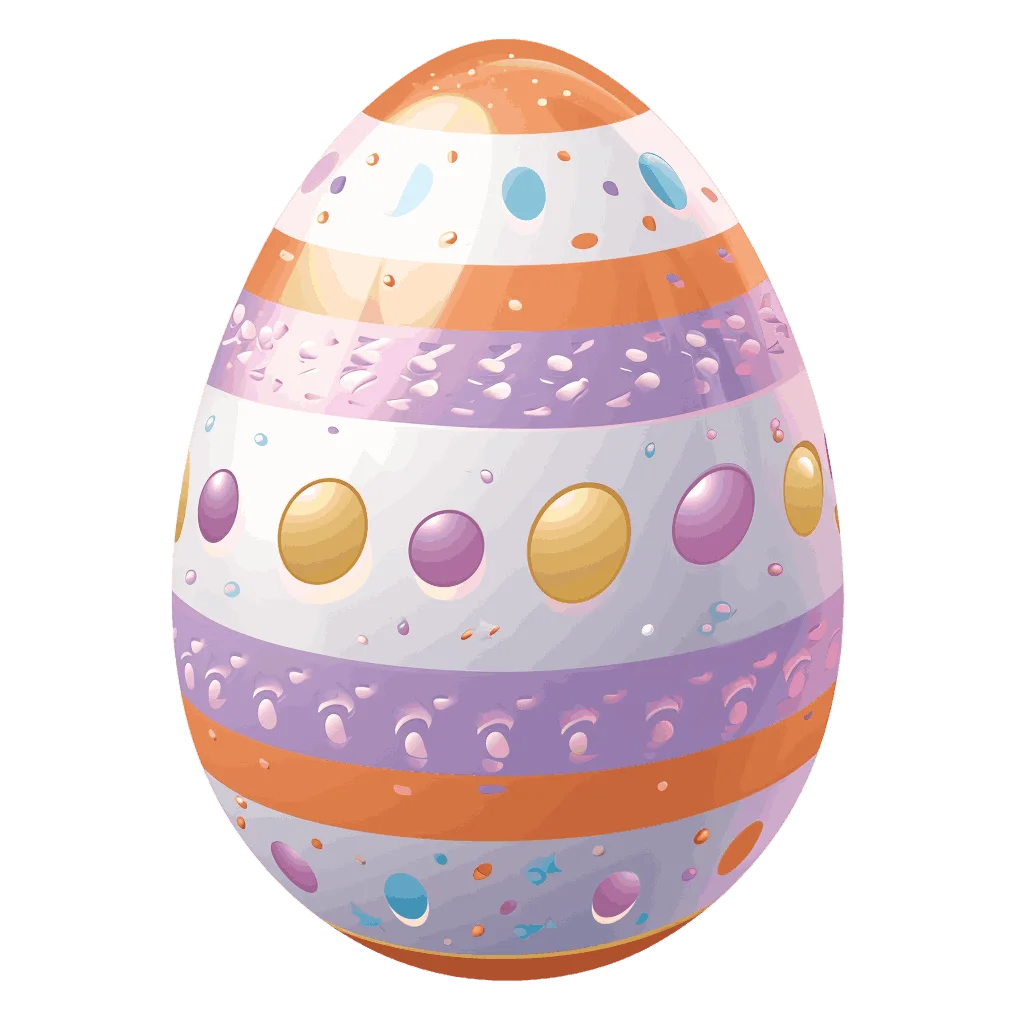 Whimsical Pastel Easter Egg Clipart with Decorative Pattern and Polka Dots