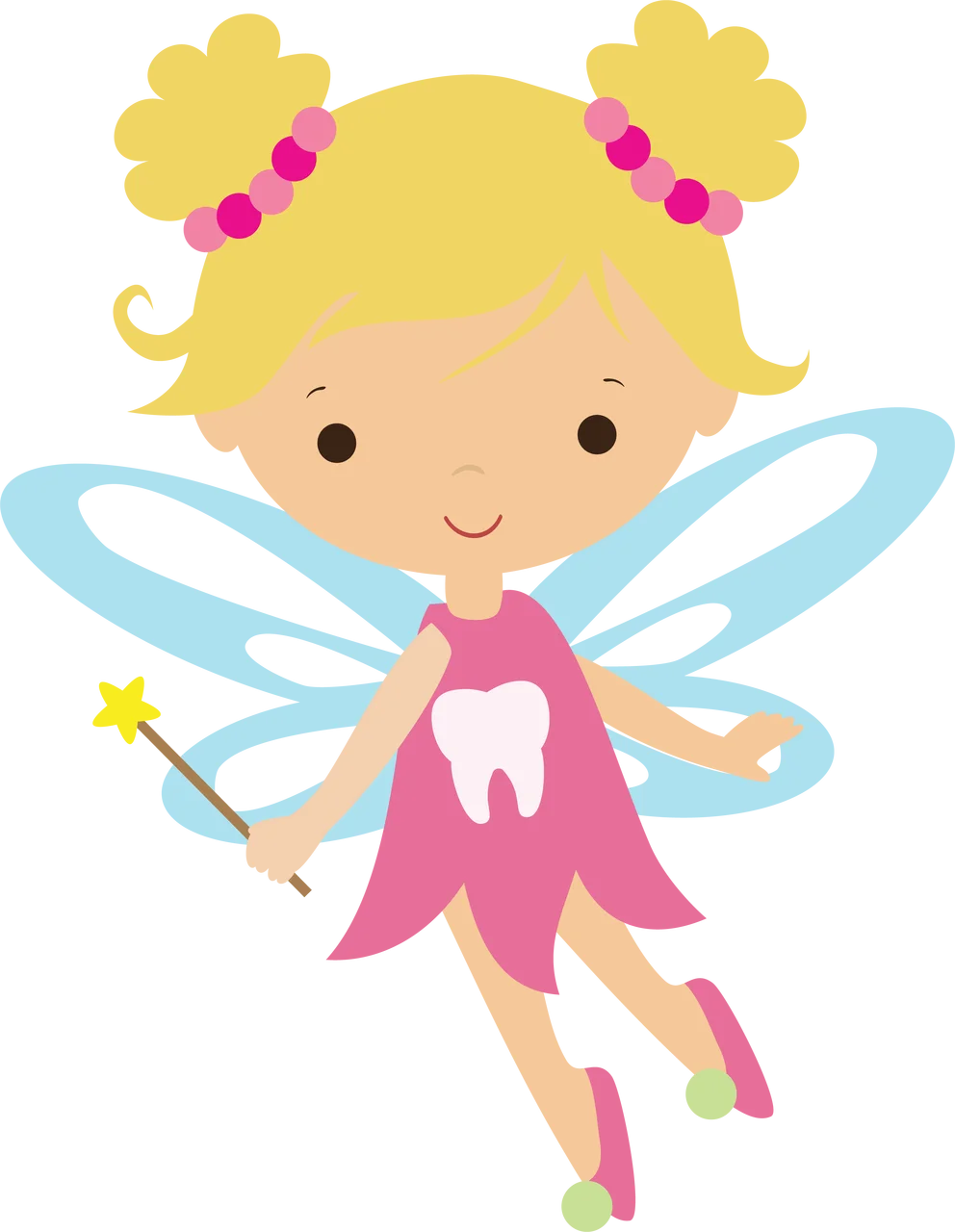 Whimsical Tooth Fairy Clipart with Magical Pastel Wings and Sparkling Wand