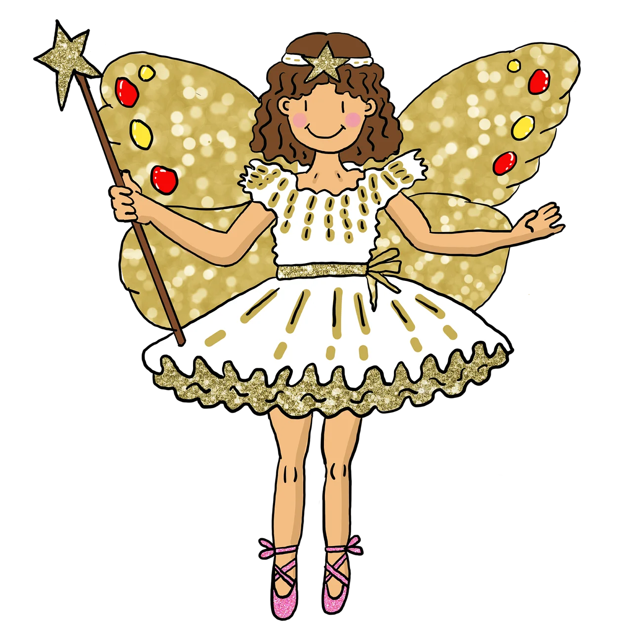 Whimsical Woodland Fairy Clipart with Magical Star Wand and Delicate Wings
