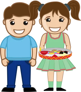 Cheerful Kids Sharing a Delightful Meal Celebration Clipart Scene