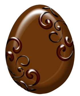 Elegant Chocolate Brown Easter Egg Clipart with Swirling Decorative Patterns
