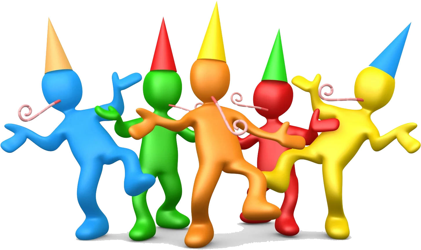 Festive Party Celebration Clipart with Dancing Colorful Cartoon Characters