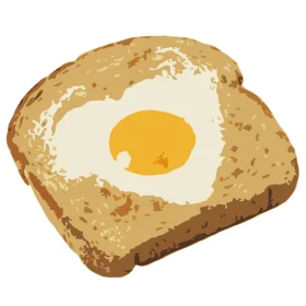 Heartwarming Breakfast Love: Sunny Side Up Egg Nestled in Golden Toast Clipart