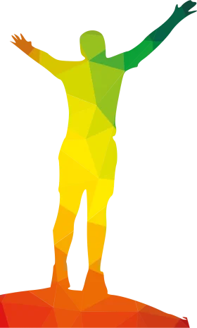 Triumphant Silhouette Celebrating Success with Radiant Color Gradient Clipart Design