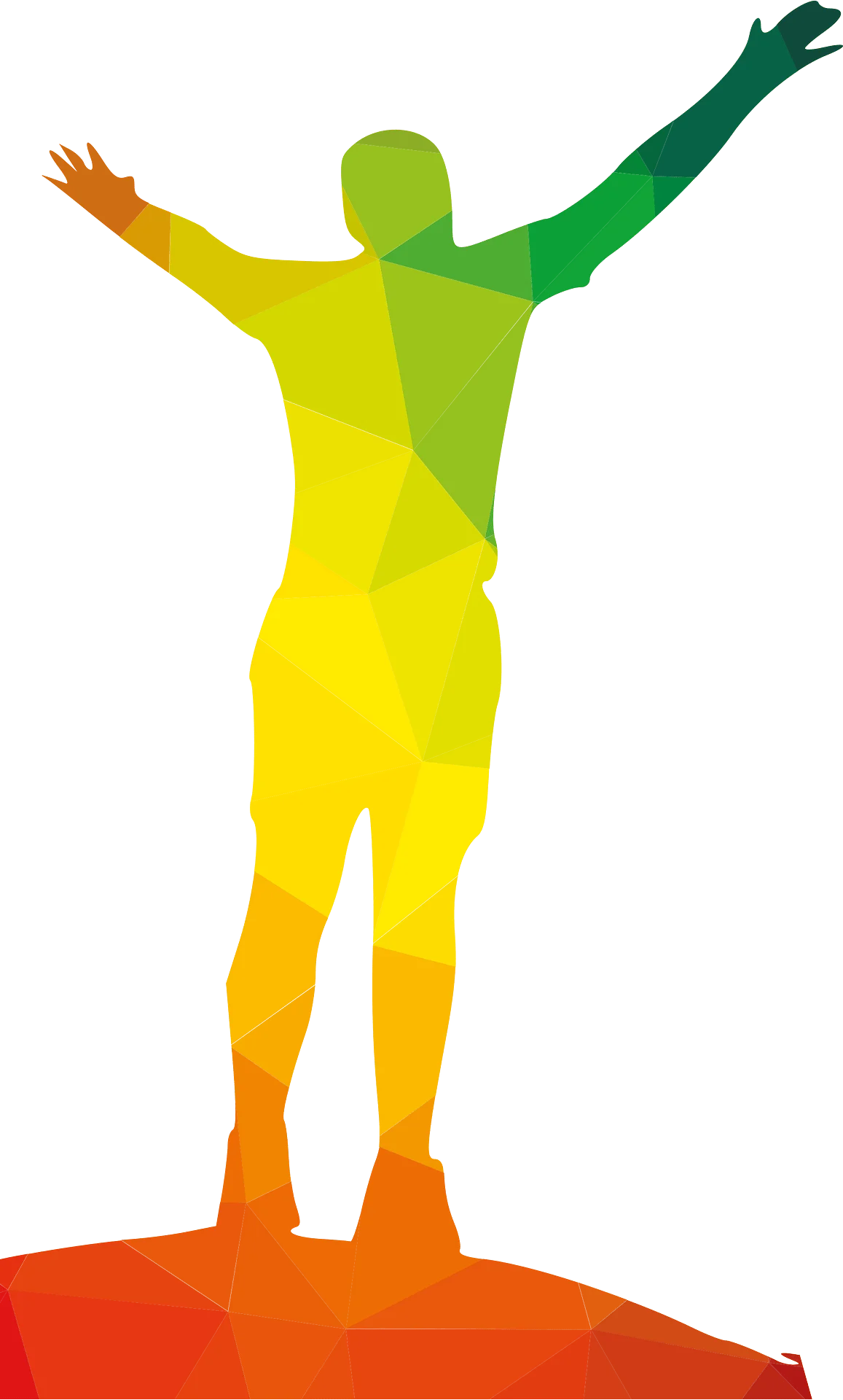 Triumphant Silhouette Celebrating Success with Radiant Color Gradient Clipart Design