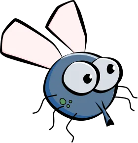 Adorable Blue Cartoon Fly Clipart - Whimsical Insect Character with Large Eyes