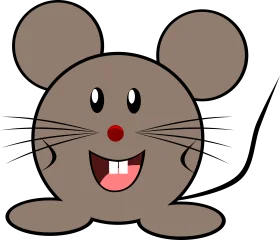 Adorable Cartoon Mouse Clipart with Big Ears and Cheerful Smile