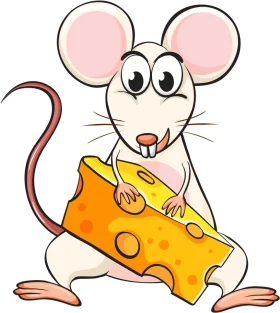 Adorable Cartoon Mouse Nibbling on Cheesy Delight Clipart Illustration
