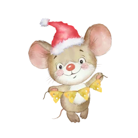 Adorable Christmas Mouse Clipart with Santa Hat and Festive Charm