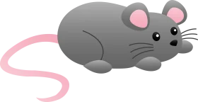 Adorable Gray and Pink Minimalist Mouse Cartoon Clipart Design