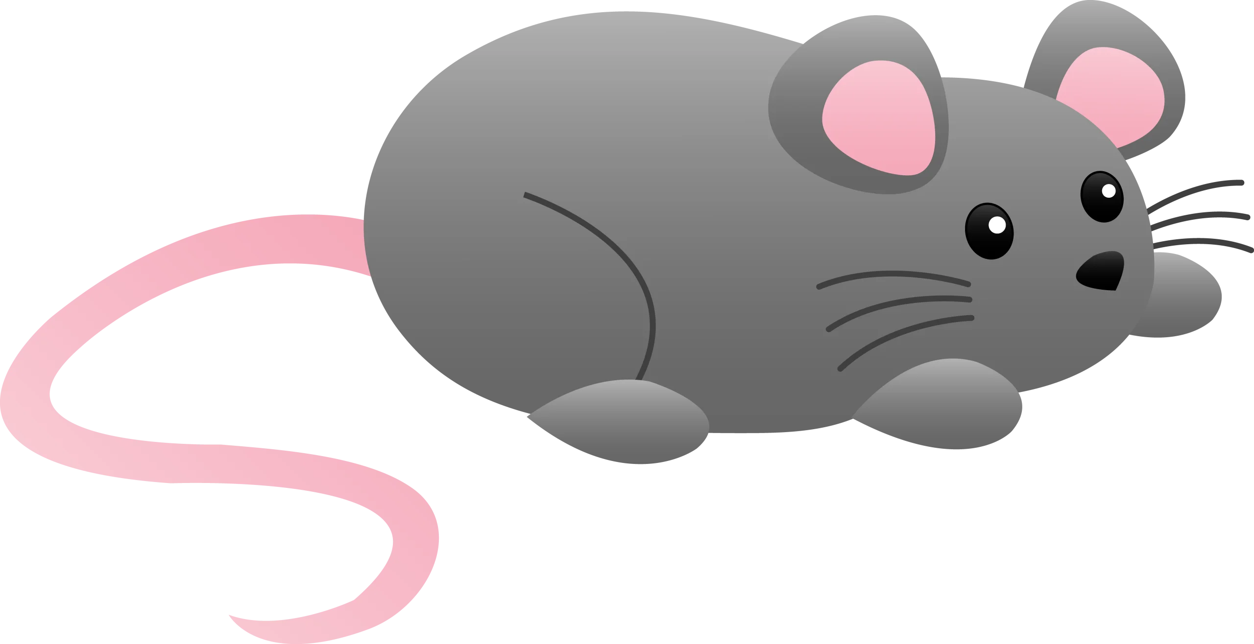 Adorable Gray and Pink Minimalist Mouse Cartoon Clipart Design