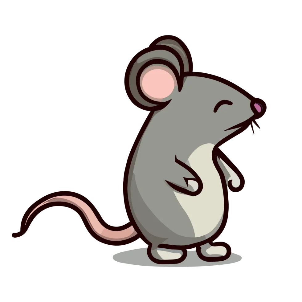 Adorable Gray Mouse Clipart Character with Charming Cartoon Style