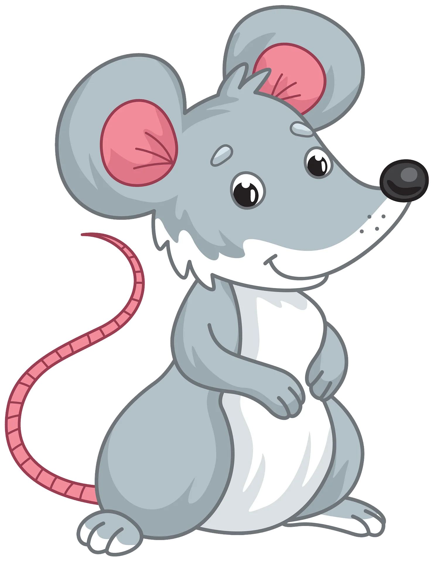 Adorable Gray Mouse Clipart Illustration with Charming Cartoon Style