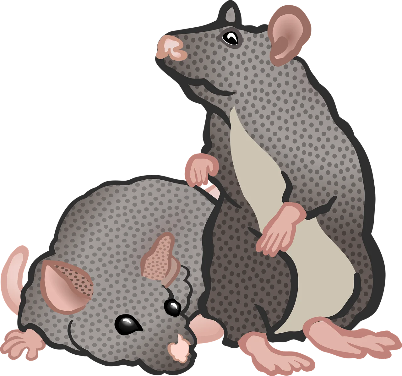 Adorable Gray Rodent Companions Whimsical Mice Clipart Illustration