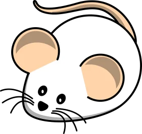 Adorable Minimalist White Mouse Cartoon Clipart with Charming Whiskers