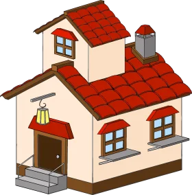 Charming Two-Story Haunted House Clipart with Whimsical Architectural Details