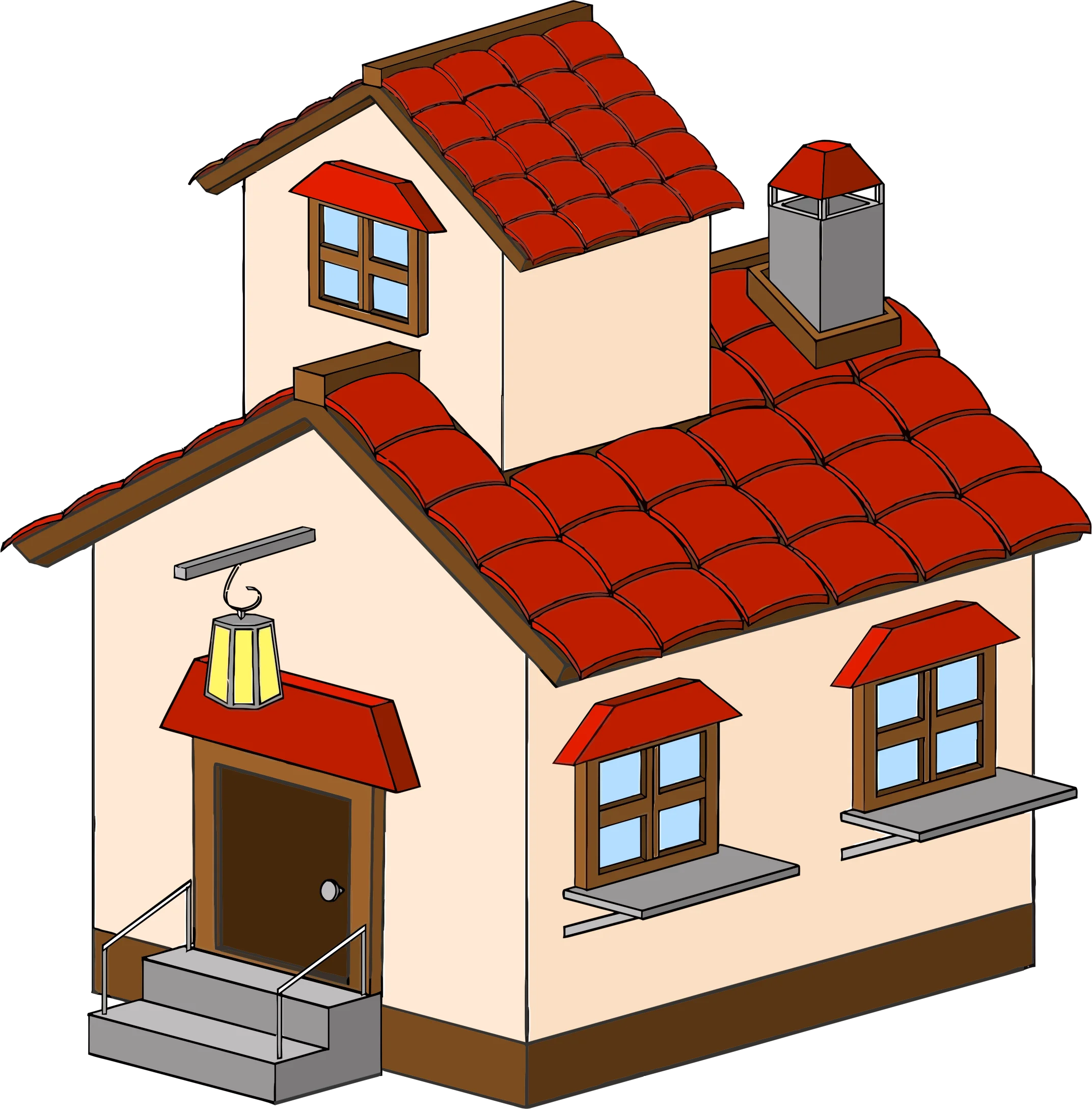 Charming Two-Story Haunted House Clipart with Whimsical Architectural Details