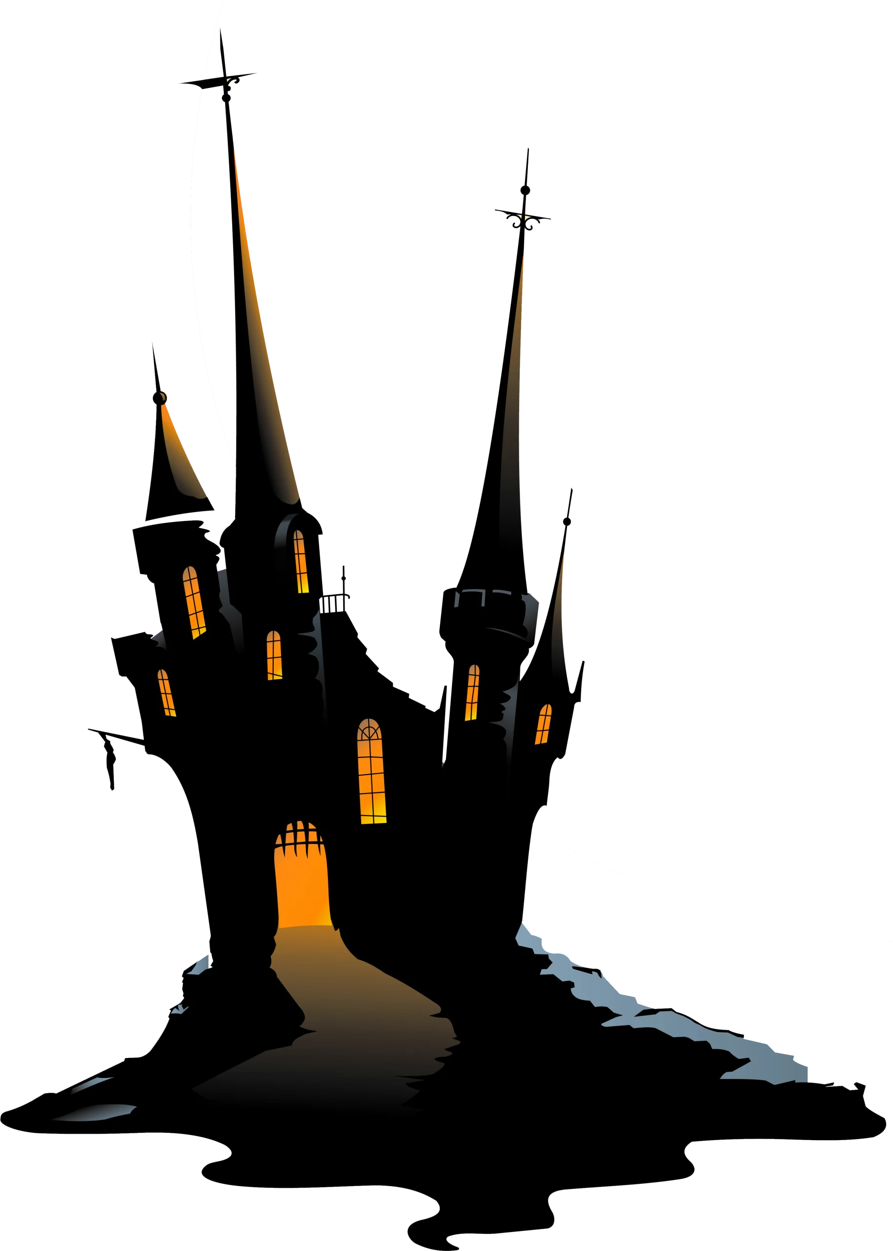 Eerie Gothic Castle Silhouette Haunted House Halloween Clipart Design