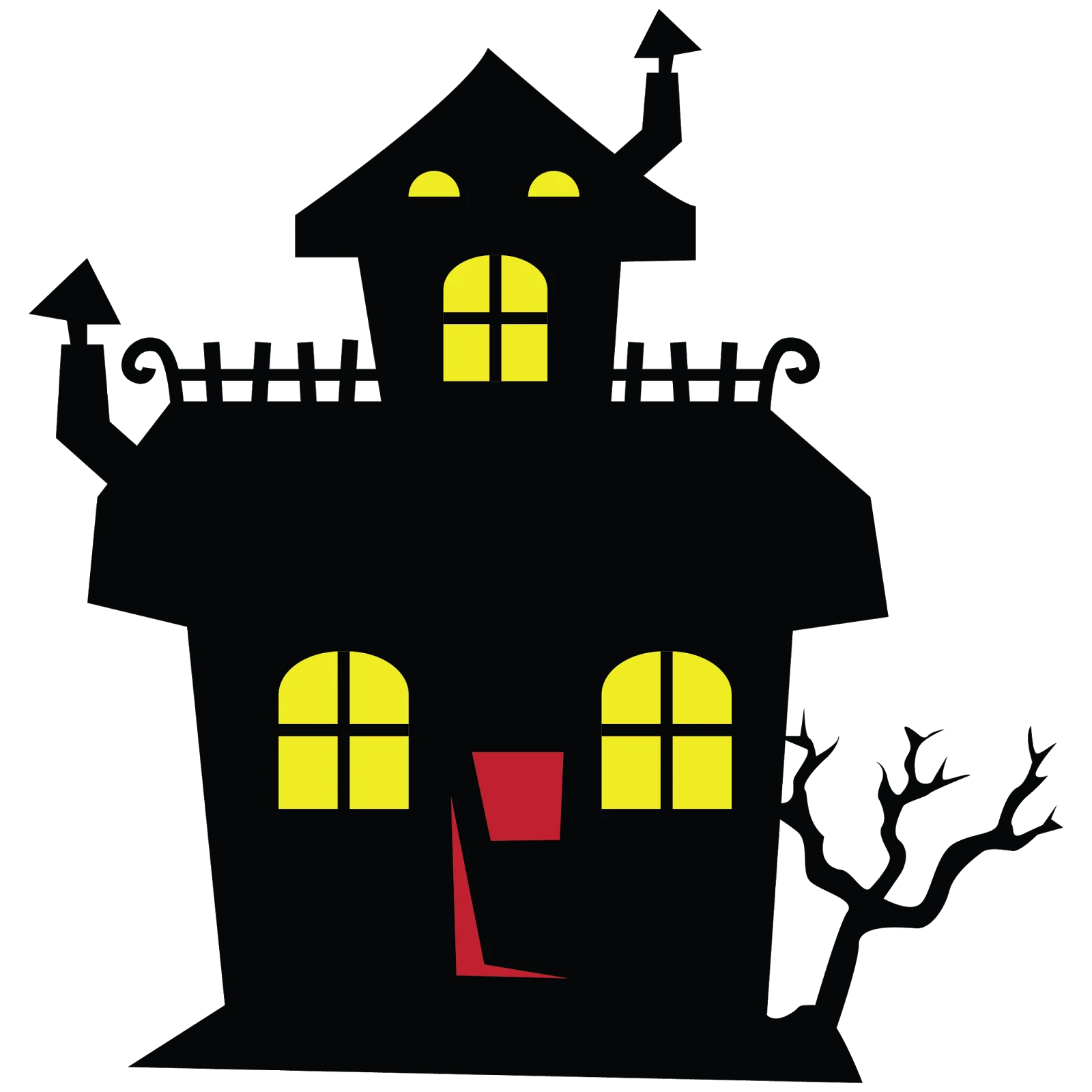 Eerie Silhouette of a Haunting Halloween Haunted House Clipart Design