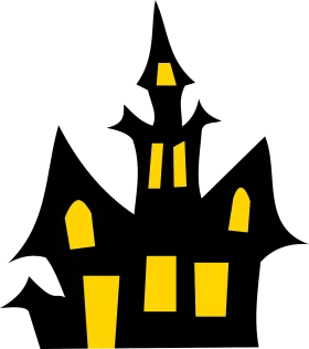 Eerie Silhouette of a Spooky Haunted Mansion Clipart Design
