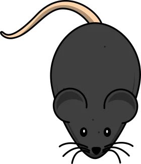 Minimalist Charcoal Gray Laboratory Mouse Cartoon Clipart Design