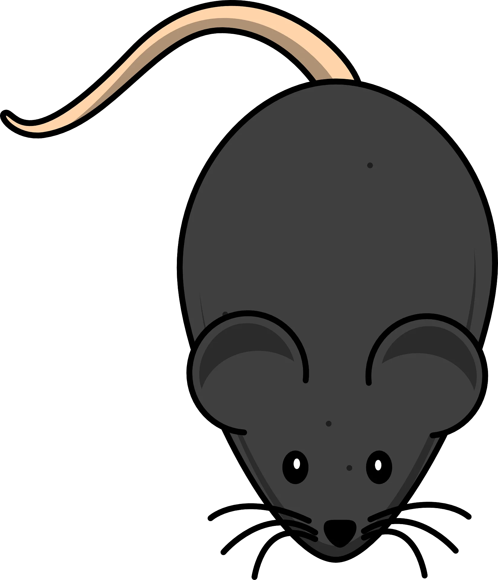Minimalist Charcoal Gray Laboratory Mouse Cartoon Clipart Design