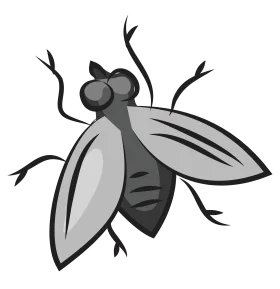 Monochromatic Stylized Fly Clipart with Geometric Insect Design