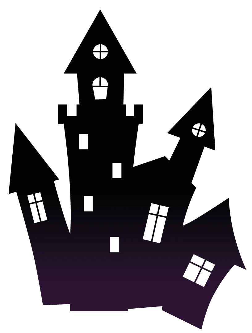 Spooky Gothic Haunted Castle Silhouette Clipart with Eerie Architectural Twists