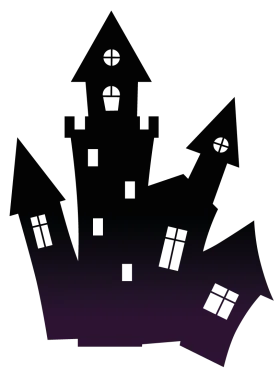 Spooky Haunted Castle Silhouette Halloween Gothic Clipart Design
