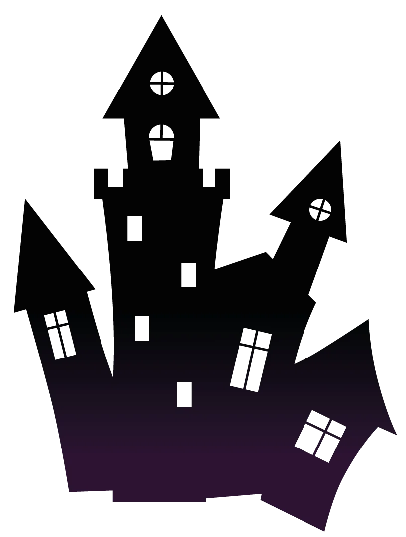 Spooky Haunted Castle Silhouette Halloween Gothic Clipart Design