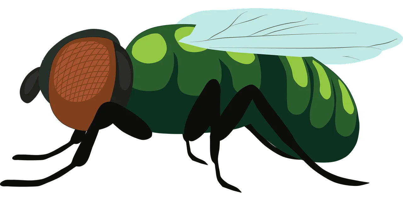 Stylized Green and Brown Insect Clipart with Geometric Design Elements