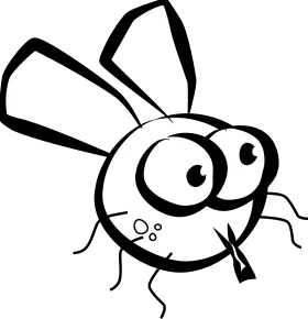 Whimsical Black and White Cartoon Fly Clipart - Adorable Insect Illustration
