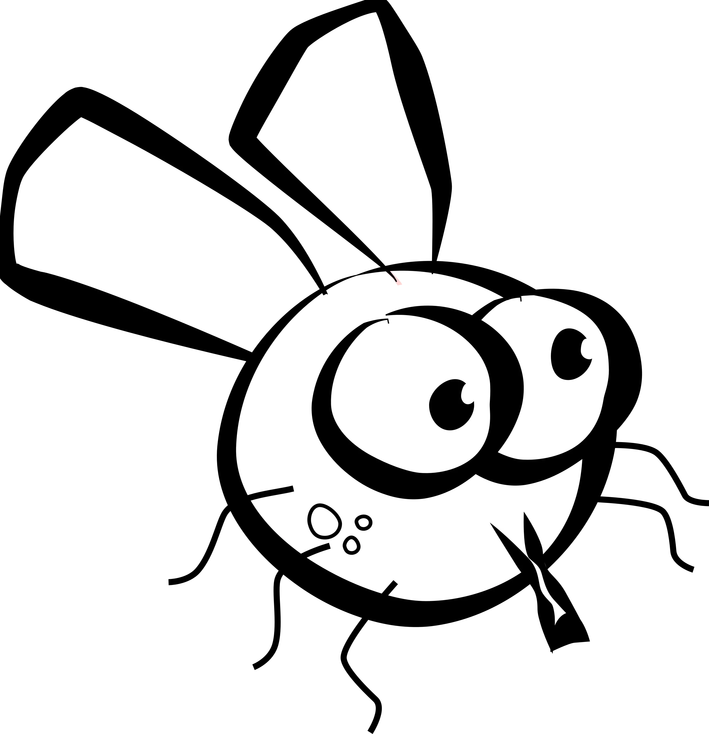 Whimsical Black and White Cartoon Fly Clipart - Adorable Insect Illustration