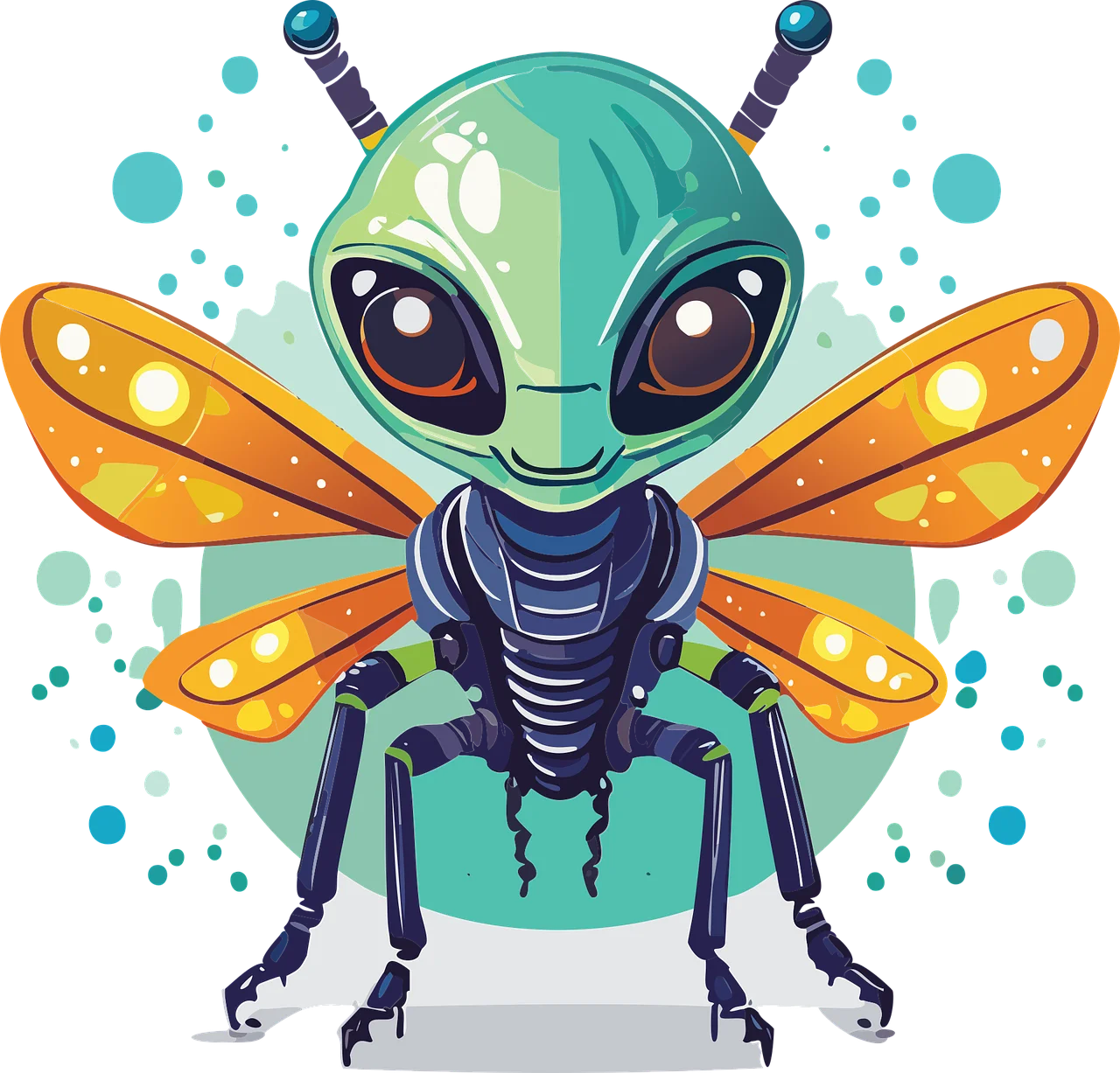 Whimsical Extraterrestrial Insect Clipart: Alien Fly with Cosmic Butterfly Wings