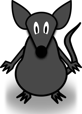Whimsical Grayscale Cartoon Mouse Clipart Illustration with Playful Design
