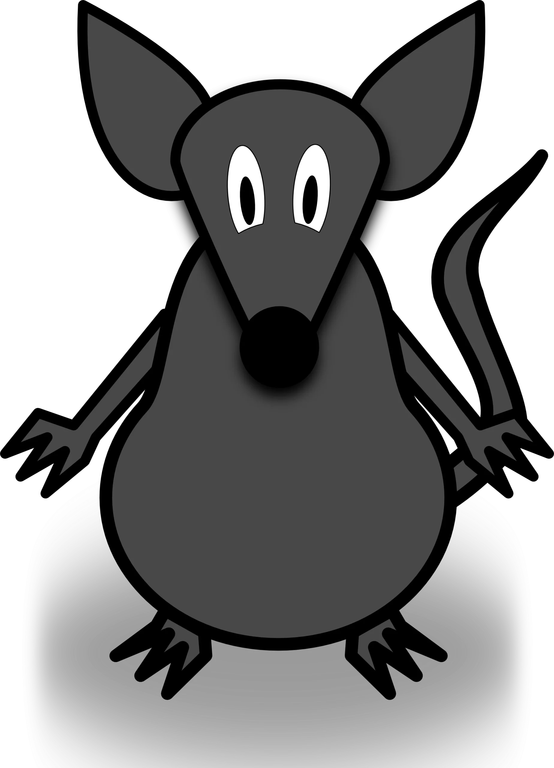 Whimsical Grayscale Cartoon Mouse Clipart Illustration with Playful Design
