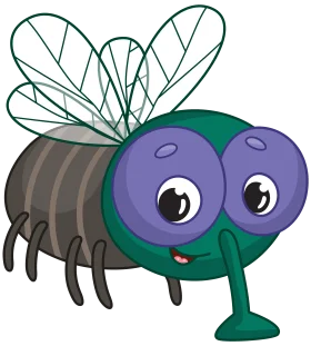 Whimsical Green and Purple Cartoon Fly Clipart with Cute Character Design
