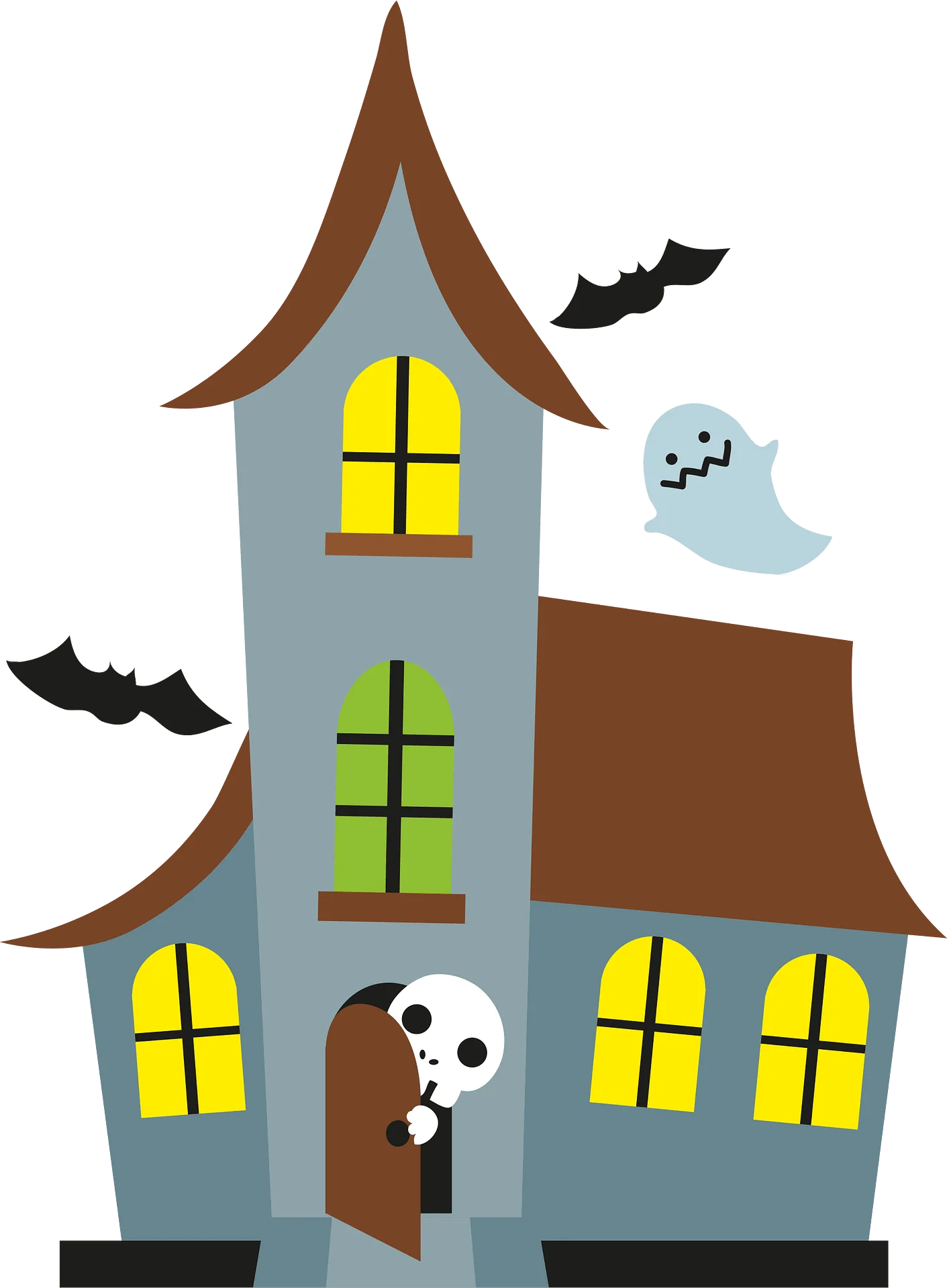 Whimsical Haunted House Halloween Spooky Cartoon Clipart Illustration
