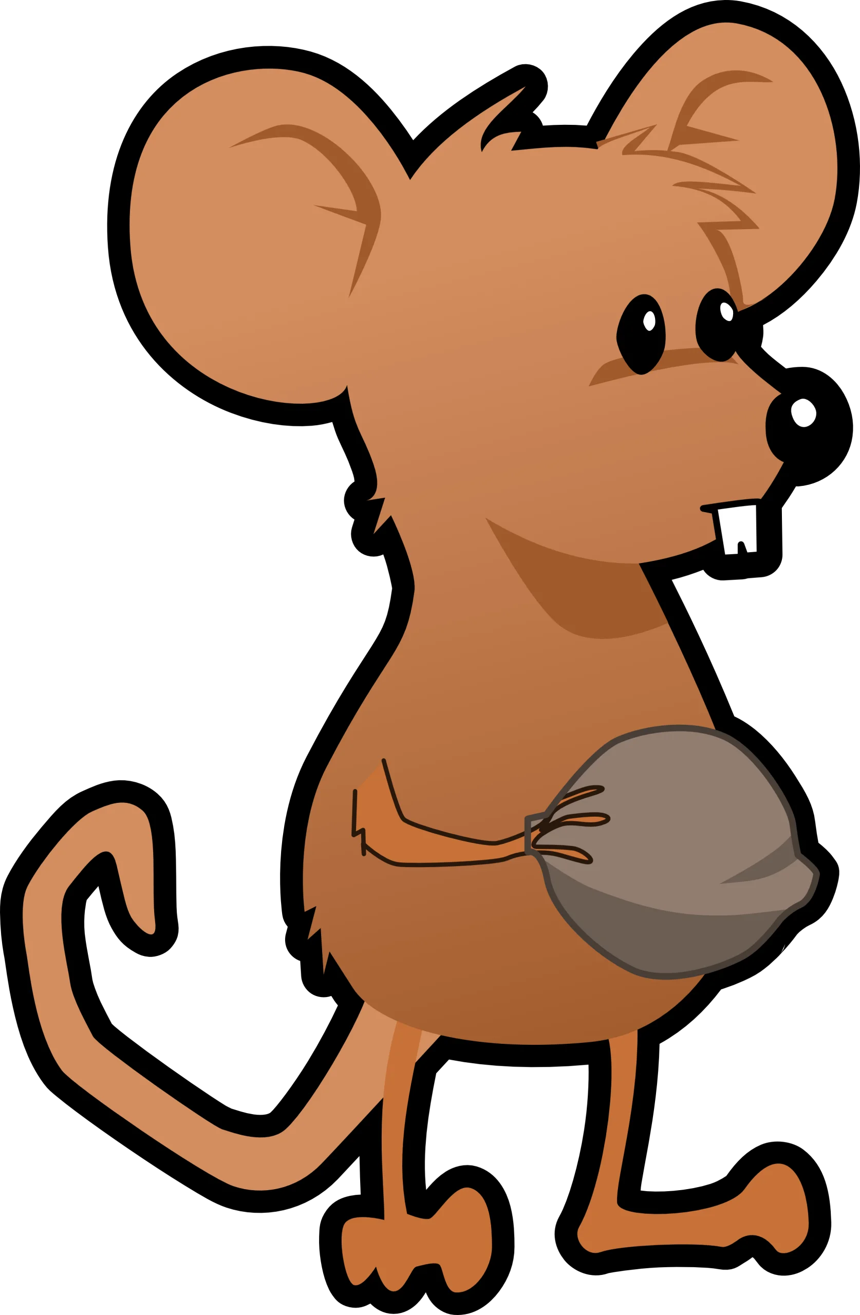 Adorable Cartoon Mouse Clipart with Playful Stance and Round Body