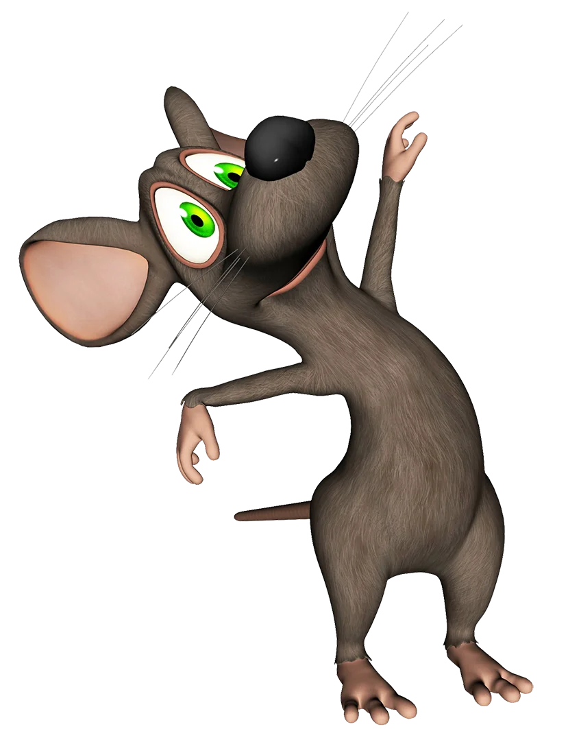 Playful Cartoon Mouse Clipart with Expressive Pose and Quirky Charm